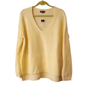 Lord & Taylor Yellow Cotton V-Neck Long Sleeves Pullover Sweater Size Large NWT